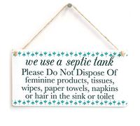 we use a Septic Tank Please Do Not Dispose of… - Septic Tank Rules Door Sign for Bathroom Or Toilet Easy to Read