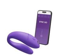 We-Vibe Sync Go Couples Vibrator Travel Edition - App-Controlled C-Shape Vibrator with 10 Speeds - Dual Stimulation - Wearable Vibrating Couples Sex Toy - Rechargeable - Travel Case - Purple