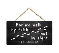 We Walk By Faith Not By Sight Bible Scripture Wooden Wall Sign, Christian Decor, 12x6 Inch