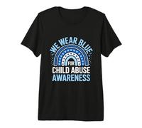 We Wear Blue for Child Abuse Awareness Rainbow Hearts Premium T-Shirt