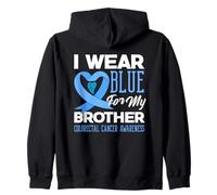 We Wear Blue For My Brother Colorectal Cancer Support Tee Zip Hoodie