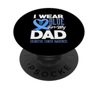 We Wear Blue For My Dad Colorectal Cancer Support Tee PopSockets Adhesive PopGrip
