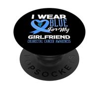 We Wear Blue For My Girlfriend Colorectal Cancer Support Tee PopSockets Adhesive PopGrip