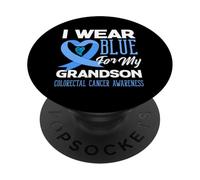 We Wear Blue For My Grandson Colorectal Cancer Support Tee PopSockets Adhesive PopGrip