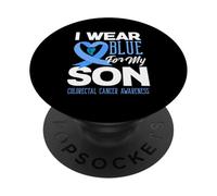 We Wear Blue For My Son Colorectal Cancer Support Tee PopSockets Adhesive PopGrip