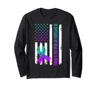 We Wear Teal & Purple Suicide Prevention Awareness US Flag Long Sleeve T-Shirt
