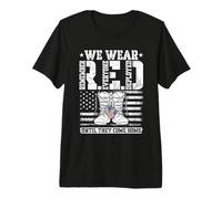 We Wear Until They Come Home Remember Everyone Deployed RED Premium T-Shirt