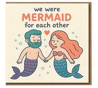 We Were Mermaid For Each Other Card - Cute Pun Love & Anniversary Card for Couples, Partner, Boyfriend, Girlfriend, Husband or Wife, Valentine's Day