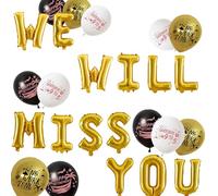 We Will Miss You Balloon Decorations, Black Gold Retirement Party Decoration Leaving Party Decor Good Luck Goodbye 9 To 5 Balloons for Office Work Graduation Farewell Going Away Party Supplies
