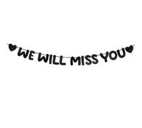 We Will Miss You Banner Good Luck Banner Going Away Party Decoration for Office Work Farewell Goodbye Retirement Graduation Leaving Party Decoration Supply Y5WMHXNHF (black)