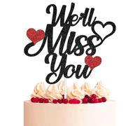 We Will Miss You Cake Topper, The Legend Has Retired, Office Coworker Goodbye Party/Going Away/Leaving Job/Happy Retirement Party Decorations Supplies, Black and Red Glitter