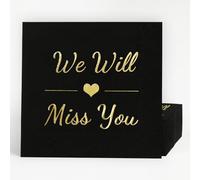 We Will Miss You Napkins - 50 white cocktail napkins for retirement, farewell, and coworker goodbye parties. (Black)