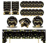 We Will Miss You Party Supplies Serve 24 Guests Farewell Party Disposable Paper Plates Napkins Tablecloth Going Away Dinner Tableware Black and Gold Goodbye Party Supplies for Leaving Retirement Party