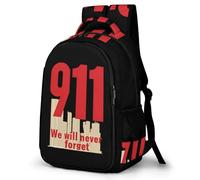 We Will Never Forget 911 Adult Backpack Daypack Large Capacity Travel Double Shoulder Bag for Work 16.5 Inch