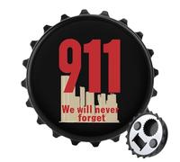 We Will Never Forget 911 Beer Bottle Opener Magnetic Fridge Magnet Sticker for Home Bar Accessories