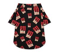 We Will Never Forget 911 Dog Hawaiian Shirt Stretch Collar Button Down Pet Clothes for Small Medium Puppy