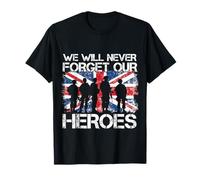 We Will Never Forget Our Heroes Flag UK British Veteran T-Shirt