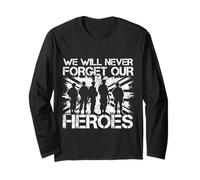 We Will Never Forget Our Heroes UK Flag British Veteran Long Sleeve T-Shirt
