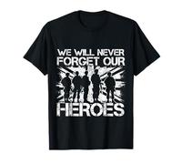 We Will Never Forget Our Heroes UK Flag British Veteran T-Shirt