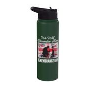 We Will Remember Them Remembrance Day British Soldier Stainless Steel Insulated Water Bottle