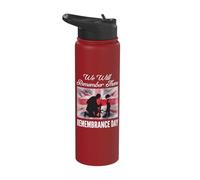 We Will Remember Them Remembrance Day British Soldier Stainless Steel Insulated Water Bottle