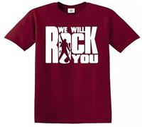 We Will Rock You Boys Girls Kids T-Shirt Gift Children Music Guitar Top(Maroon,9-11 Years)