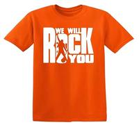 We Will Rock You Boys Girls Kids T-Shirt Gift Children Music Guitar Top(Orange,5-6 Years)