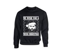 We Wish You A Mess Christmas Jumper Gift for Football Lovers Celebration Sweater Argentina Fans Football Cup Unisex kids adults sweatshirt (Black, 12 Years)