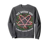 We Witch You A Merry Winter Solstice Wiccan Witchy Pagan Sweatshirt, Adult Unisex, Dark Heather Grey, X-Large