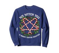We Witch You A Merry Winter Solstice Wiccan Witchy Pagan Sweatshirt, Adult Unisex, Navy Blue, X-Large