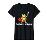 We Write At Dawn Frog Value Graphic T-Shirt, Women, Black, M