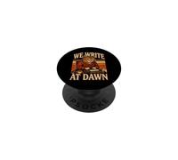 We Write At Dawn Vintage Typewriter Cat PopSockets Adhesive PopGrip