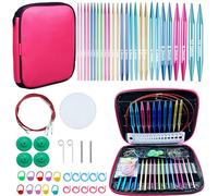 Weabetfu 60pcs Interchangeable Circular Knitting Needles Set with Case 13 Pairs of Aluminum Circular Knitting Needle for Handmade DIY Knitting with Knitting Accessories,(2.75mm-10mm)