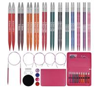 Weabetfu Interchangeable Circular Knitting Needle Set,Birch Wood Interchangeable Knitting Needles with Cable 12 Pairs 3mm-10mm Replacements Round Knitting Needle