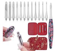 Weabetfu Interchangeable Crochet Hook Set Aluminum Inline Crochet Hooks Ergonomic Handle for Arthritic Hands for Beginner,12 Size 3mm-10mm