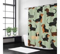 Weaejoan Black Dog Shower Curtain W180 x L200 cm, Waterproof Polyester Fabric Bath Curtains with 12 Hooks, Weighted Hem, Rustproof Eyelets & Quick Dry for Bathroom Wet Room, Machine Washable, L#253