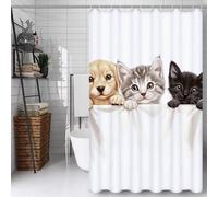 Weaejoan Black Grey Shower Curtain W180 x L200 cm, Waterproof Polyester Fabric Bath Curtains with 12 Hooks, Weighted Hem, Rustproof Eyelets & Quick Dry for Bathroom Wet Room, Machine Washable, L#290