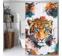 Weaejoan Black Shower Curtain for Bathroom W200 x L240 cm, Waterproof Polyester Fabric Rustproof Eyelets Shower Curtain, Weighted Hem, Machine Washable, Quick Dry, Bathroom Decor Curtains Tiger,L#240