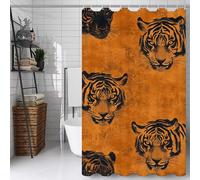 Weaejoan Black Tiger Shower Curtain W150 x L160 cm, Waterproof Polyester Fabric Bath Curtains with 12 Hooks, Weighted Hem, Rustproof Eyelets & Quick Dry for Bathroom Wet Room, Machine Washable, L#224