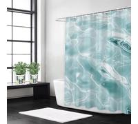 Weaejoan Blue Shower Curtain for Bathroom W180 x L200 cm, Waterproof Polyester Fabric Rustproof Eyelets Shower Curtain, Weighted Hem, Machine Washable, Quick Dry, Bathroom Decor Curtains Sea,L#285