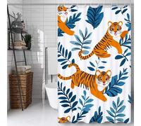 Weaejoan Blue Tiger Shower Curtain W200 x L240 cm, Waterproof Polyester Fabric Bath Curtains with 12 Hooks, Weighted Hem, Rustproof Eyelets & Quick Dry for Bathroom Wet Room, Machine Washable, L#380