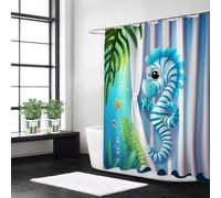 Weaejoan Green Blue Shower Curtain W180 x L200 cm, Waterproof Polyester Fabric Bath Curtains with 12 Hooks, Weighted Hem, Rustproof Eyelets & Quick Dry for Bathroom Wet Room, Machine Washable, L#281