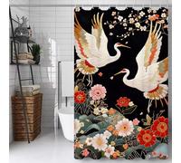 Weaejoan Red Flower Shower Curtain W200 x L220 cm, Waterproof Polyester Fabric Bath Curtains with 12 Hooks, Weighted Hem, Rustproof Eyelets & Quick Dry for Bathroom Wet Room, Machine Washable, L#256