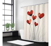 Weaejoan Red Love Shower Curtain W150 x L180 cm, Waterproof Polyester Fabric Bath Curtains with 12 Hooks, Weighted Hem, Rustproof Eyelets & Quick Dry for Bathroom Wet Room, Machine Washable, L#277