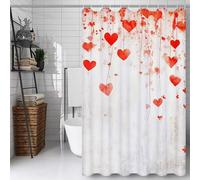 Weaejoan Red Love Shower Curtain W200 x L240 cm, Waterproof Polyester Fabric Bath Curtains with 12 Hooks, Weighted Hem, Rustproof Eyelets & Quick Dry for Bathroom Wet Room, Machine Washable, L#284