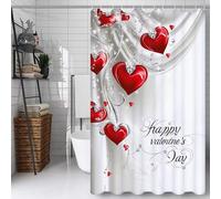 Weaejoan Red Shower Curtain for Bathroom W120 x L120 cm, Waterproof Polyester Fabric Rustproof Eyelets Shower Curtain, Weighted Hem, Machine Washable, Quick Dry, Bathroom Decor Curtains Love,L#294