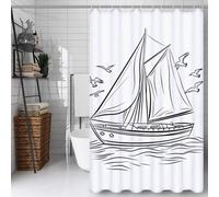 Weaejoan White Shower Curtain for Bathroom 150 x 160 cm, Waterproof Polyester Fabric Rustproof Eyelets Shower Curtain, Weighted Hem, Machine Washable, Quick Dry, Bathroom Decor Curtains Ship,L#426