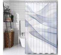 Weaejoan White Stripe Shower Curtain 200 x 220 cm, Waterproof Polyester Fabric Bath Curtains with 12 Hooks, Weighted Hem, Rustproof Eyelets & Quick Dry for Bathroom et Room, Machine Washable, L#598