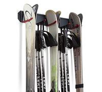 Wealers Heavy Duty Horizontal Wall Ski Rack Garage Storage with Metal Frame and Padded Hooks (Large, Holds 3 Set of Ski's)