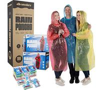 Wealers Rain Poncho Bulk Pack Disposable Ponchos Adults Emergency Raincoat Hood Strings Multi Colours